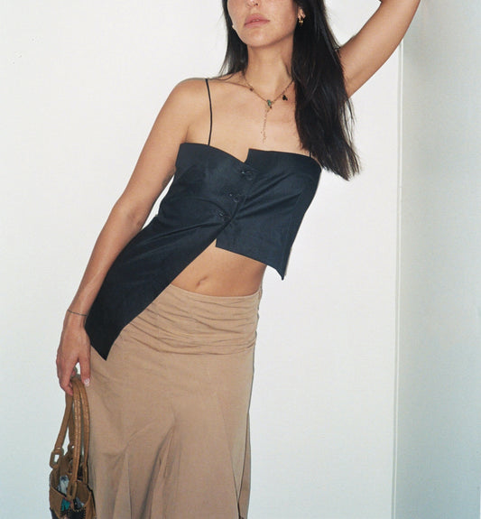 Cop copine black asymmetrical top